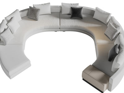 现代半圆形多人沙发3d模型 现代半圆形多人沙发