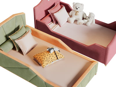 现代带护栏的儿童婴儿床