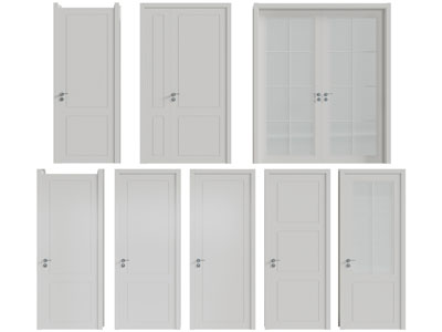 现代平开门、玻璃双扇大门