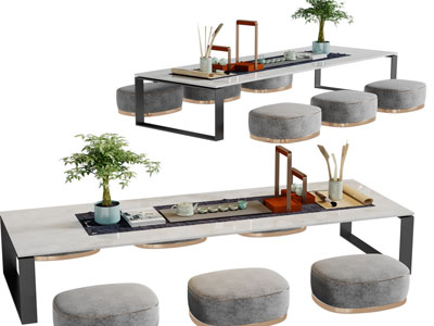 新中式茶桌、坐垫