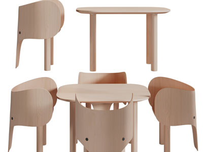 现代实木儿童桌椅组合