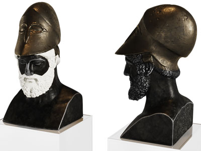 欧式戴头盔的半身人物雕塑雕刻