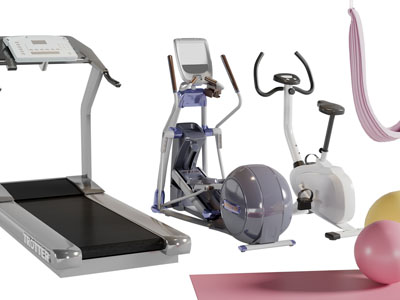 现代跑步机、椭圆机健身器材3d模型 现代跑步机、椭圆机健身器材