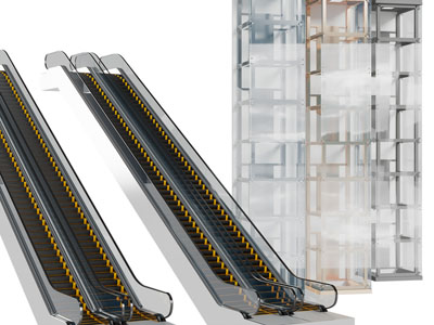 现代扶手电梯、观光电梯