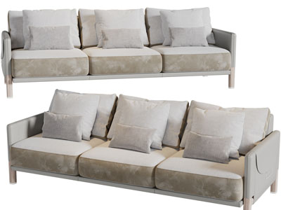 侘寂风多人沙发3d模型 侘寂风多人沙发