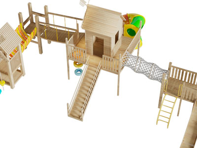 现代实木滑滑梯游乐设备3d模型 现代实木滑滑梯游乐设备