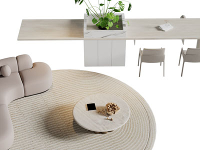 侘寂风多人沙发、餐桌椅组合