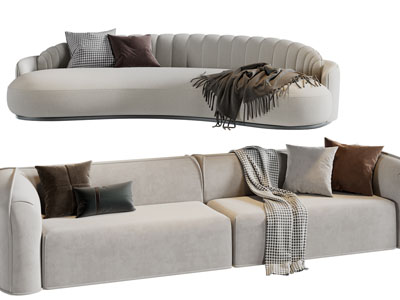 现代布艺多人沙发3d模型 现代布艺多人沙发