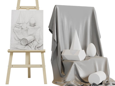 现代画板、石膏3d模型 现代画板、石膏