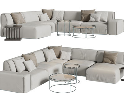现代布艺转角多人沙发3d模型 现代布艺转角多人沙发