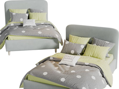 现代儿童布艺双人床
