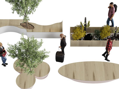 现代城市公共椅子