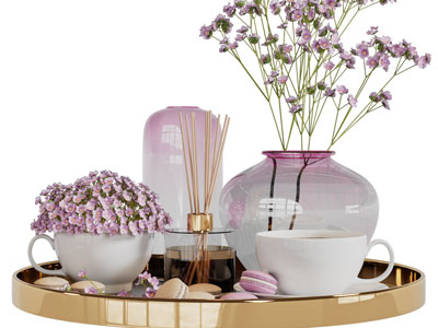 现代花瓶花卉、香薰摆件组合