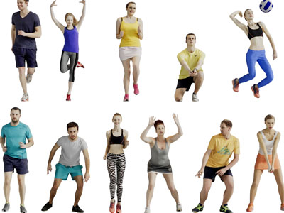 现代运动的多人人物3d模型 现代运动的多人人物