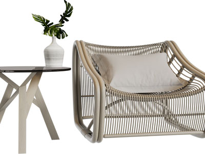 东南亚藤编休闲沙发、边几3d模型 东南亚藤编休闲沙发、边几