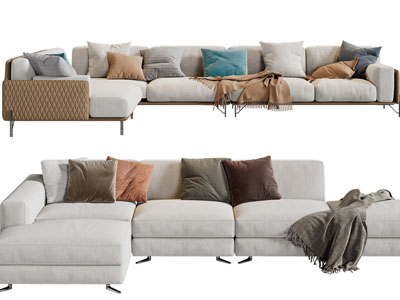 现代布艺转角多人沙发3d模型 现代布艺转角多人沙发