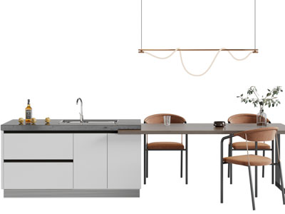 现代吧台延伸餐桌椅组合