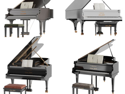 现代三角钢琴3d模型 现代三角钢琴