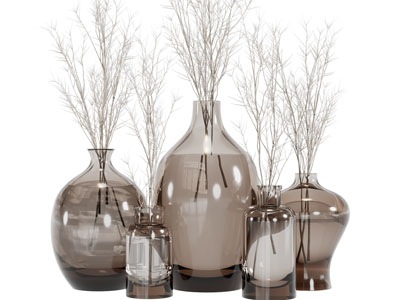 现代彩色玻璃花瓶花卉