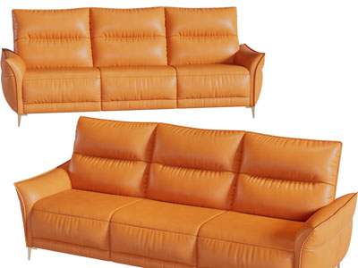 后现代橙色多人沙发3d模型 后现代橙色多人沙发