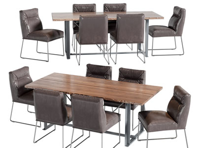 现代长方形餐桌椅组合