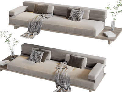 侘寂风多人沙发3d模型 侘寂风多人沙发