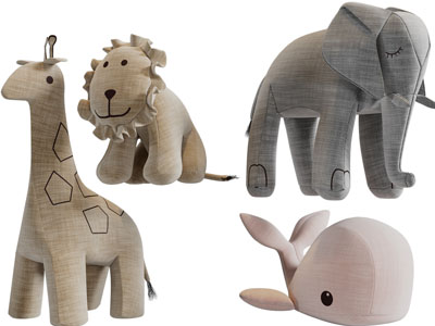 现代儿童卡通动物布偶玩具