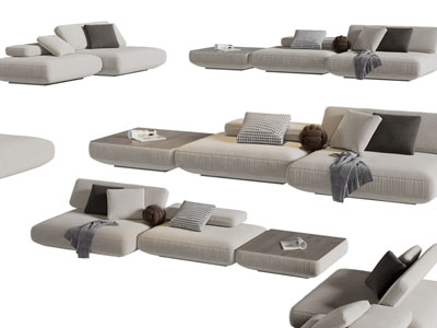 现代布艺多人沙发3d模型 现代布艺多人沙发