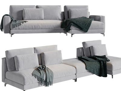 现代布艺多人沙发3d模型 现代布艺多人沙发