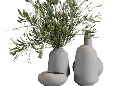 侘寂风陶艺花瓶花卉