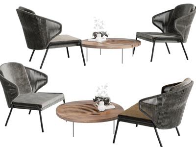 现代休闲椅子、边几