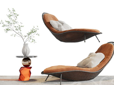 侘寂风躺椅、边几