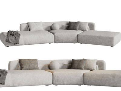 侘寂风多人沙发3d模型 侘寂风多人沙发