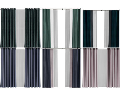 现代布艺窗纱窗帘3d模型 现代布艺窗纱窗帘