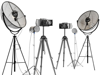 现代数码相机、摄影灯、补光落地灯