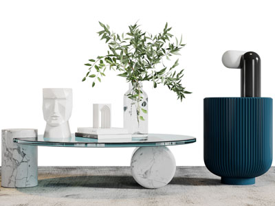 侘寂风茶几、边几3d模型 侘寂风茶几、边几