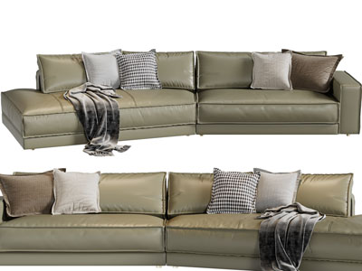 现代弧形多人沙发3d模型 现代弧形多人沙发