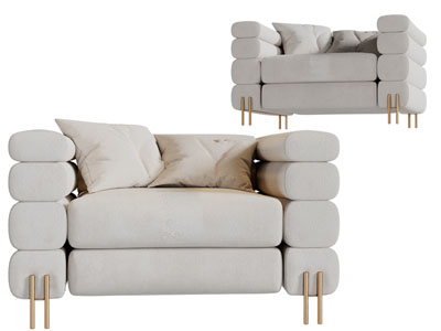 现代轻奢单人沙发3d模型 现代轻奢单人沙发