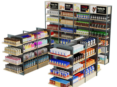 工业风loft便利店金属展柜、货架