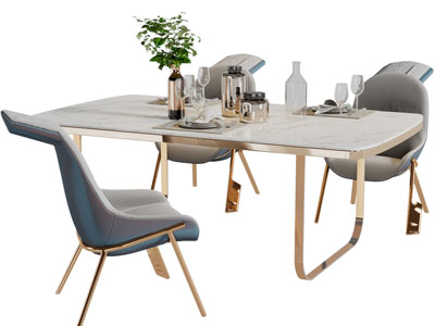 现代轻奢餐桌椅组合