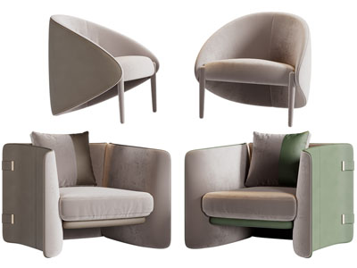 侘寂风单人沙发3d模型 侘寂风单人沙发