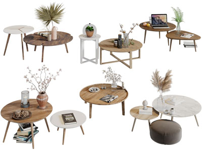 北欧实木圆形茶几3d模型 北欧实木圆形茶几