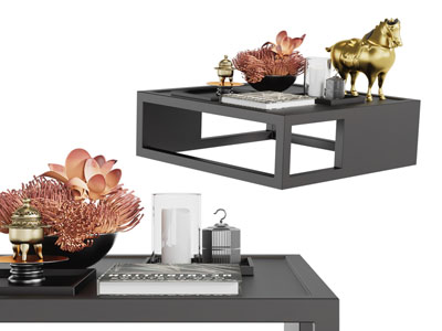 新中式方形茶几3d模型 新中式方形茶几