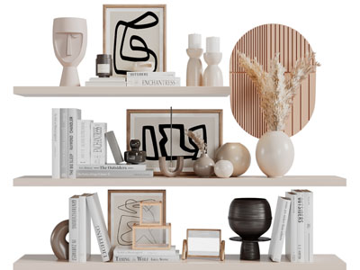 侘寂风陶艺、书籍装饰品摆件组合