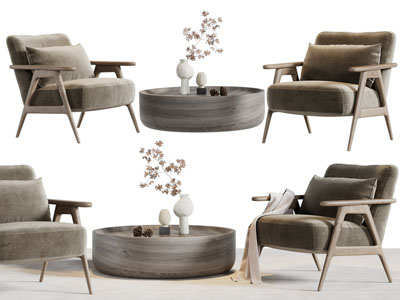 侘寂风休闲椅、边几