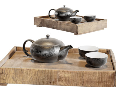 中式托盘、茶具杯子
