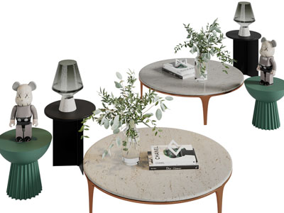 现代圆形茶几、边几3d模型 现代圆形茶几、边几