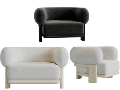 侘寂风单人沙发3d模型 侘寂风单人沙发