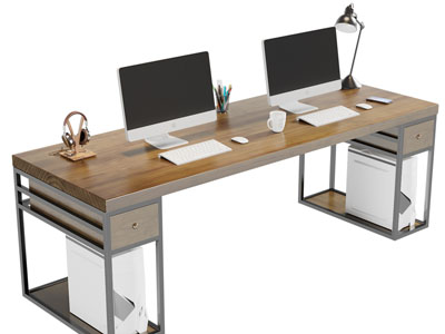 现代电脑、办公桌