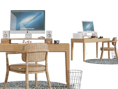 现代实木书桌椅组合